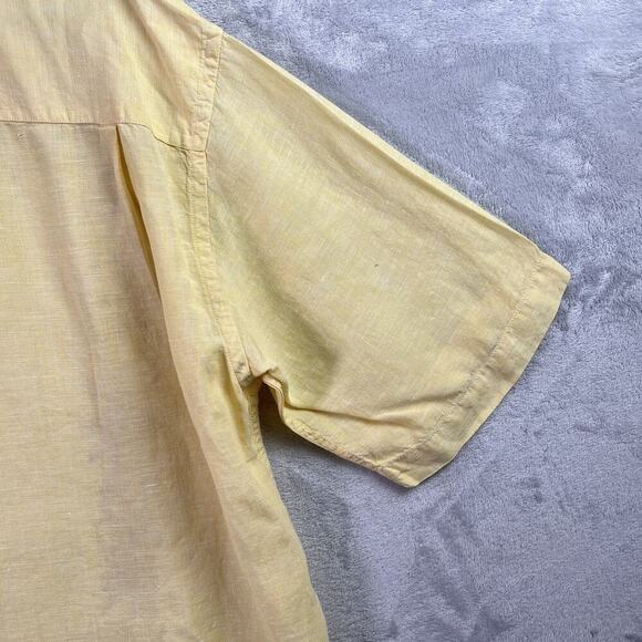 Tommy Bahama 100% Linen Shirt Men's XL Yellow Button Up Embroidered Floral - Picture 11 of 12